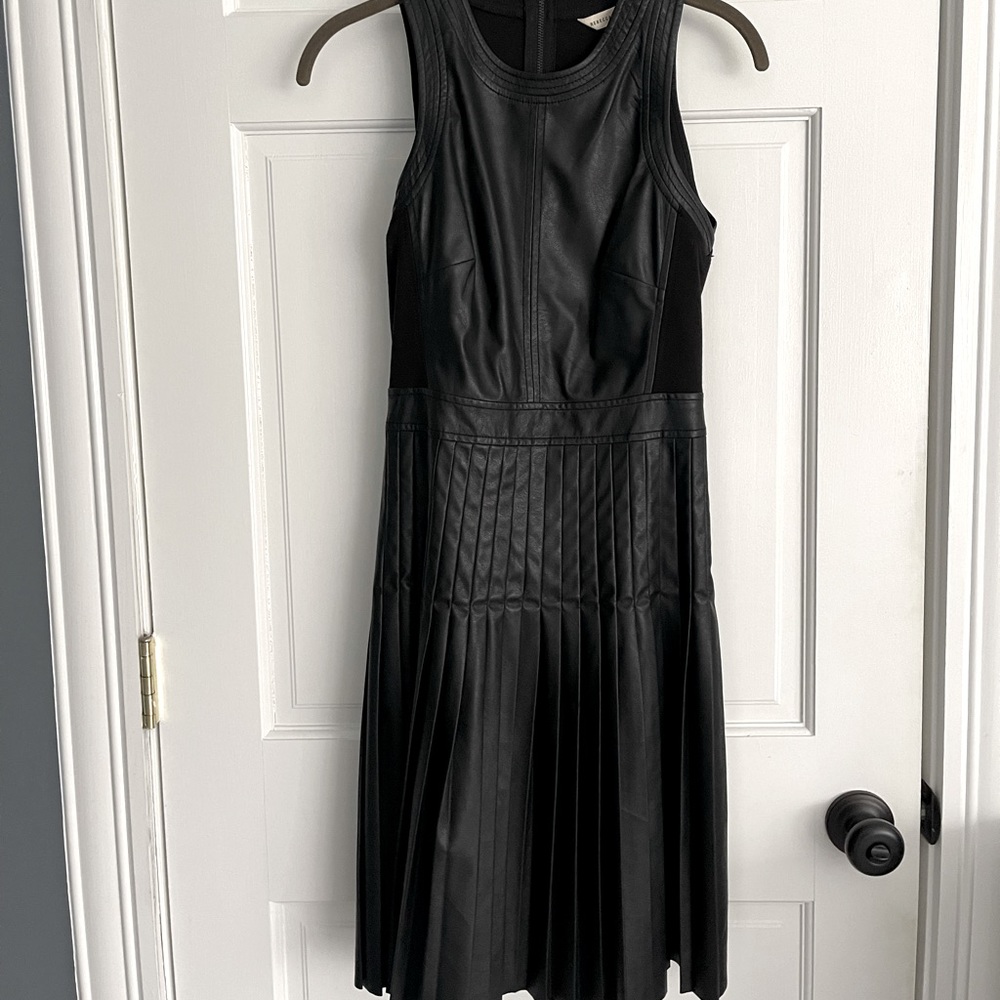 Rebecca Taylor vegan leather pleated dress